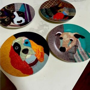 Colorful Dog-Themed Ceramic Plates by Mag Pie Collectibles